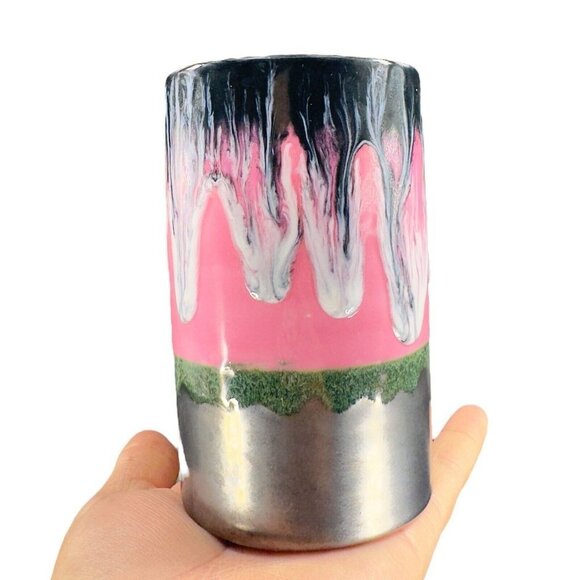 Studio Art Pottery Hand Made Single Drip Glaze Pottery Drinking Coffee Cup Mug - Picture 7 of 16